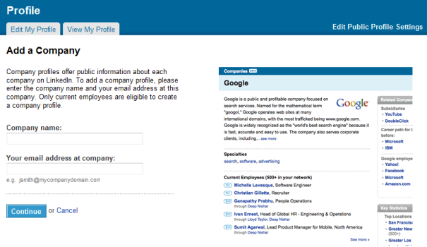 Add your company to LinkedIn