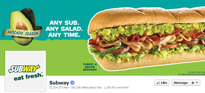 Subway Facebook Page